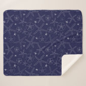 Navy Blue Starfish & Sand Dollar Sherpa Blanket Sherpa Deken (Voorkant (horizontaal))