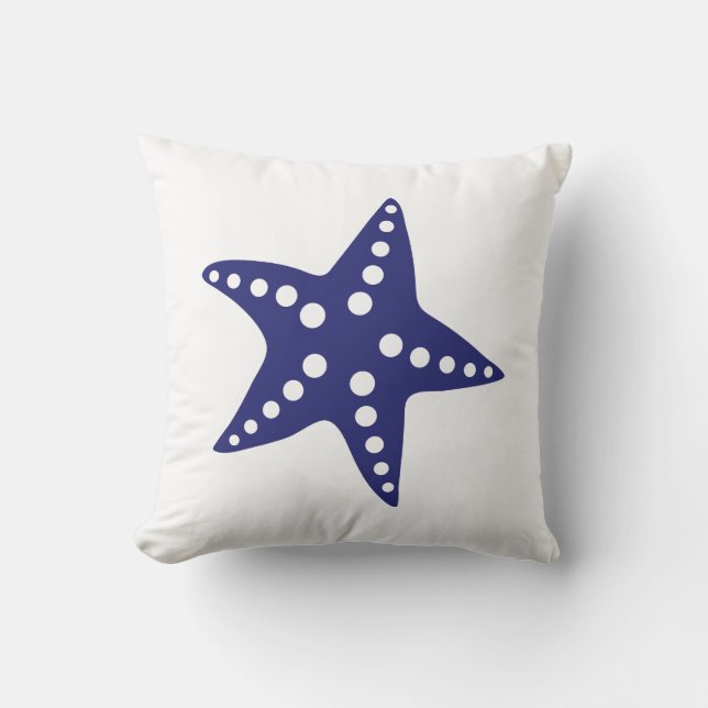 Navy Blue Starfish Sierkussen, strand Ocean Theme Kussen (Voorkant)