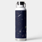 Navy Blue Starnacht Doodle RVS fles (Achterkant)