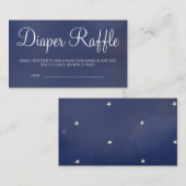 Navy Blue Starry Sky Diaper Raffle Card Tickets Informatiekaartje (Voorkant / Achterkant)