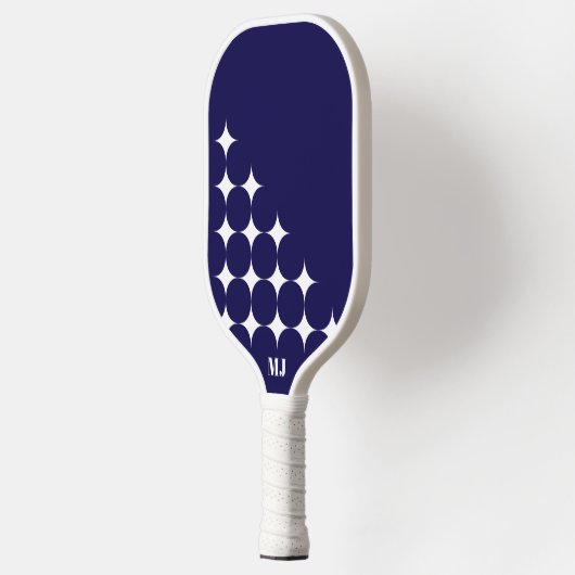 Navy Blue Stars Initialen Moderne stijl Pickleball Paddle (Links)