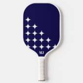 Navy Blue Stars Initialen Moderne stijl Pickleball Paddle (Voorkant)