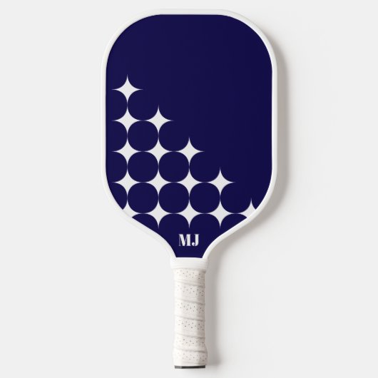 Navy Blue Stars Initialen Moderne stijl Pickleball Paddle (Voorkant)