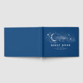 Navy Blue Stars Moon Night Sky Wedding Gastenboek (Volledig)