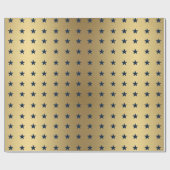 Navy Blue Stars Patroon op Metallic Gold Cadeaupapier (Vlak)