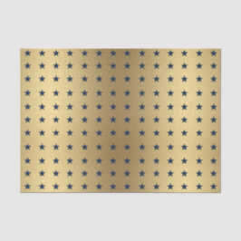 Navy Blue Stars Patroon op Metallic Gold Tissuepapier