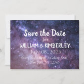 Navy blue Stars Sky Galaxy Elegant Wedding Save The Date (Voorkant)