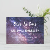 Navy blue Stars Sky Galaxy Elegant Wedding Save The Date (Staand voorkant)