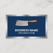 Navy Blue Steel Butcher Knife Meat Shop Visitekaartje (Voorkant)