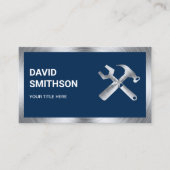 Navy Blue Steel Handyman Auto Repair Mechanic Visitekaartje (Voorkant)