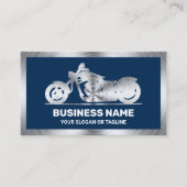 Navy Blue Steel Motorbike Motorfiets Monteur Visitekaartje (Voorkant)
