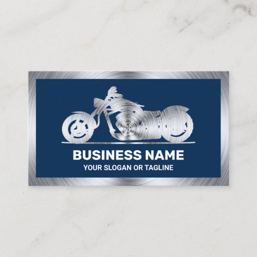 Navy Blue Steel Motorbike Motorfiets Monteur Visitekaartje (Voorkant)