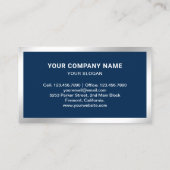 Navy Blue Steel Silver Foto Makelaar Visitekaartje (Achterkant)