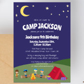 Navy Blue Sterrennacht Camping Birthday Party Kaart