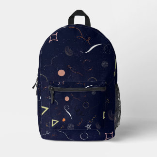 Navy Blue Sterrennacht Doodle bedrukte rugzak