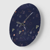 Navy Blue Sterrennacht Doodle grote klok (Hoek)