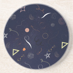 Navy Blue Sterrennacht Doodle Onderzetter