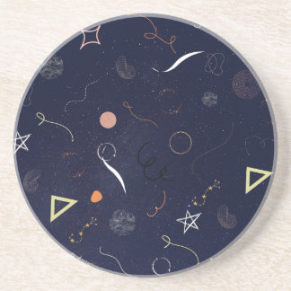 Navy Blue Sterrennacht Doodle Onderzetter