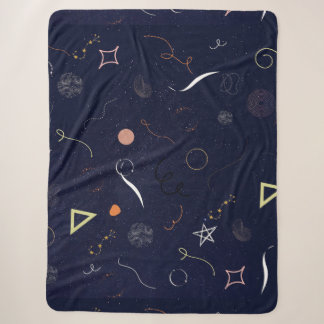 Navy Blue Sterrennacht Doodle Sharpa deken