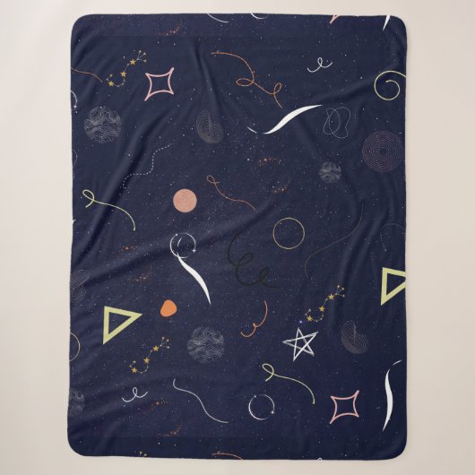 Navy Blue Sterrennacht Doodle Sharpa deken (Voorkant)