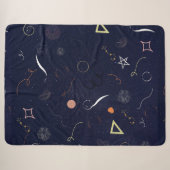 Navy Blue Sterrennacht Doodle Sharpa deken (Voorkant (horizontaal))