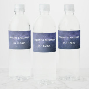 Navy Blue Sterrennacht Sky Stars Cosmos Water Waterfles Etiket
