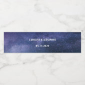 Navy Blue Sterrennacht Sky Stars Cosmos Water Waterfles Etiket (Enkel label)