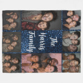 Navy Blue Stippen Familie Fotocollage Fleece Deken (Voorkant (Horizontaal))