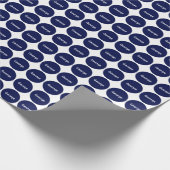 Navy Blue Stippen Pattern on White, met naam Cadeaupapier (Hoek)