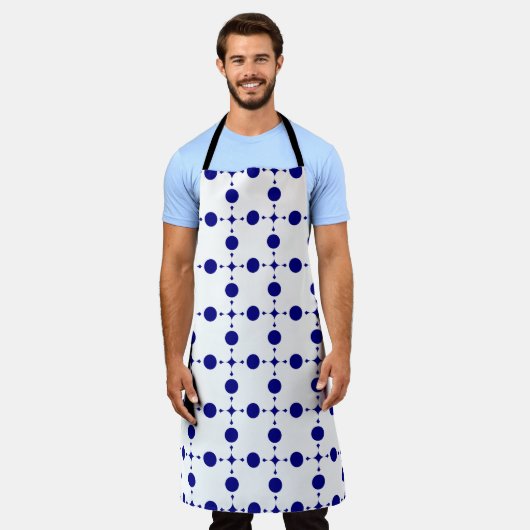 Navy Blue Stippen, Stippenpatroon, Stippen Schort (Gedragen)
