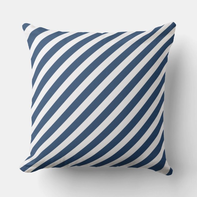 Navy Blue Stippen/Stripes kerstpiloot.. Kussen (Voorkant)