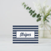 Navy Blue Streep Strandhuis Visitekaartje (Staand voorkant)