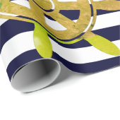 Navy blue strees nautisch patroon cadeaupapier (Rol Hoek)