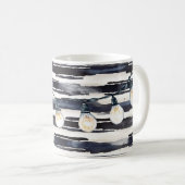 Navy Blue Strepen Lichtbollen Koffiemok (Voorkant rechts)
