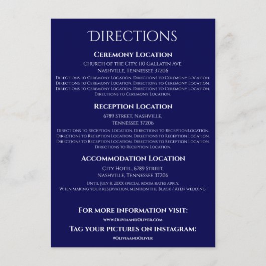 Navy Blue Strepen - Richtingen Informatiekaartje (Achterkant)