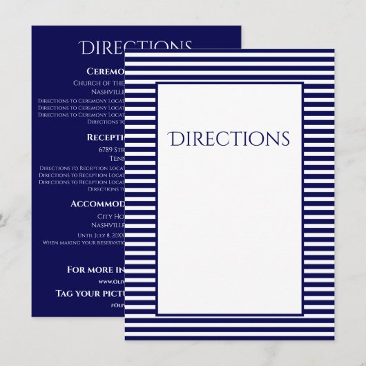 Navy Blue Strepen - Richtingen Informatiekaartje (Voorkant / Achterkant)