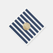 Navy blue strepen simpele moderne trouwmonogram servet (Hoek)