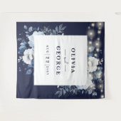 Navy Blue String Licht Bloemen Fotocabine Achtergr Wandkleed (Voorkant (horizontaal))