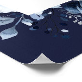 Navy Blue String Licht Bloemen Huwelijk Welkom Tek Poster (Hoek)