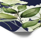 Navy Blue String Lights Bloemen Huwelijk Welkom Poster (Hoek)