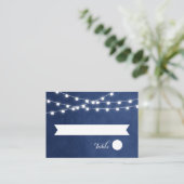 Navy Blue String Lights Bruiloft Escort Kaarten Plaatskaartje (Staand voorkant)