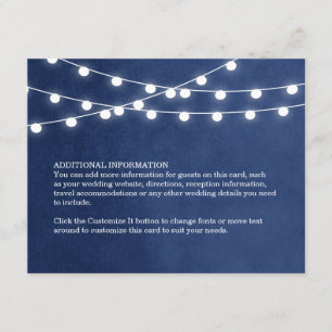 Navy Blue String Lights Bruiloft invoegen Kaart