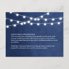 Navy Blue String Lights Bruiloft invoegen Kaart