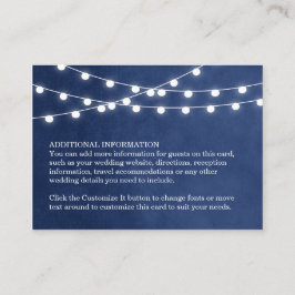 Navy Blue String Lights Bruiloft invoegen Kaart