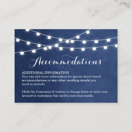 Navy Blue String Lights Bruiloft invoegen Kaart