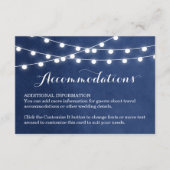 Navy Blue String Lights Bruiloft invoegen Kaart (Voorkant)