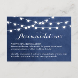 Navy Blue String Lights Bruiloft invoegen Kaart