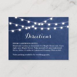 Navy Blue String Lights Bruiloft Routebeschrijving Informatiekaartje