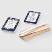 Navy Blue String Lights Floral Wedding Program Handwaaier (Niet-gemonteerd)