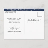 Navy Blue, String Lights, get Engaged, Verloving Aankondigingskaart (Achterkant)